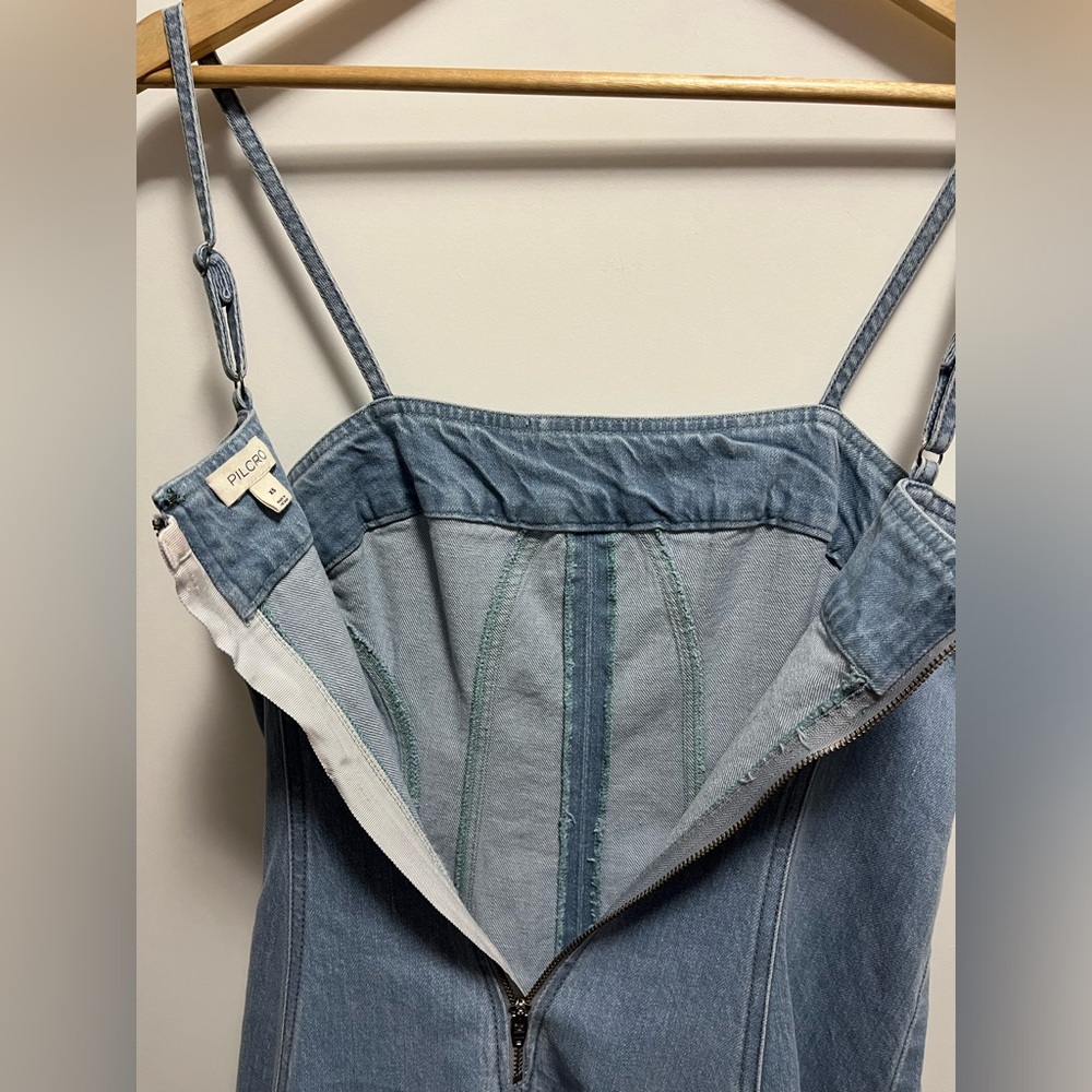 Pilcro Square-Neck Seamed Chambray Denim Midi Dress Women’s Size XS - Picture 8 of 9